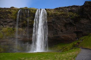 Hvolsvollur, ICELAND - JUN 15: Seljalandsfoss waterfall, shown here on June 15, 2015, was one of the stopping points in The Amazing Race 6 competition in 2014.